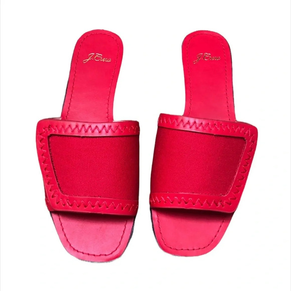 NIB J.CREW RED FRAMED SLIDE SANDALS - Picture 1 of 6